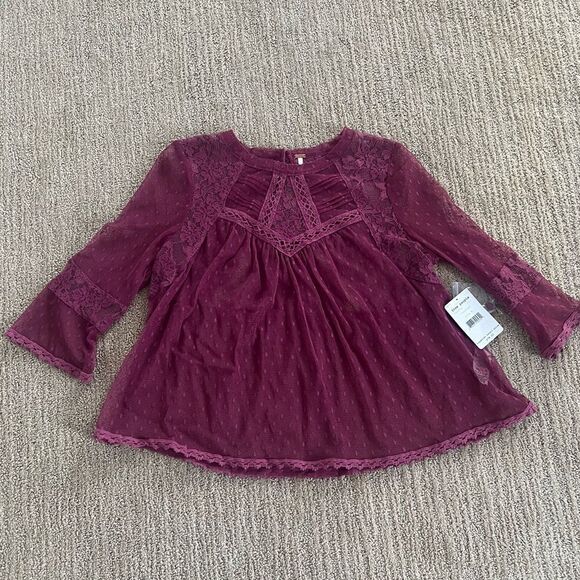 Free People PinkLace 3/4 Sleeve Flowy Top - Picture 1 of 7